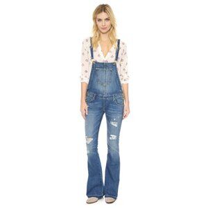 True Religion Karlie Overalls Flared Distressed Denim Women's 25x33